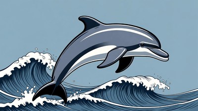 Dolphin jumping over waves