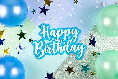 Happy Birthday Balloons and Stars