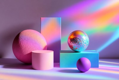 Colorful Geometric Shapes with Rainbow Light