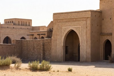 Traditional Arabic Mud Buildings Archway