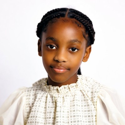 African-American girl with braids smiling