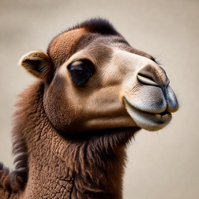 Cute baby camel close-up