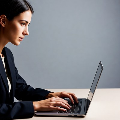 Woman typing on laptop