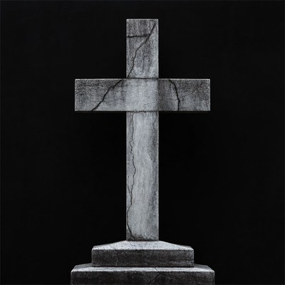 Stone Cross on Black Background