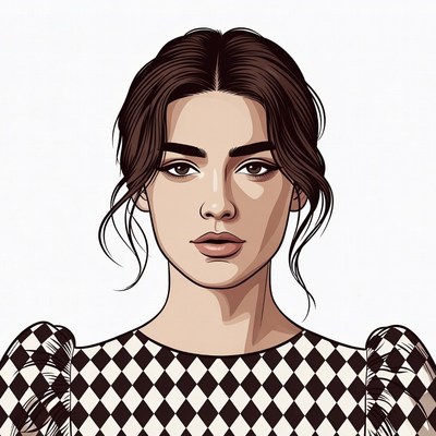 Woman in checkered blouse portrait