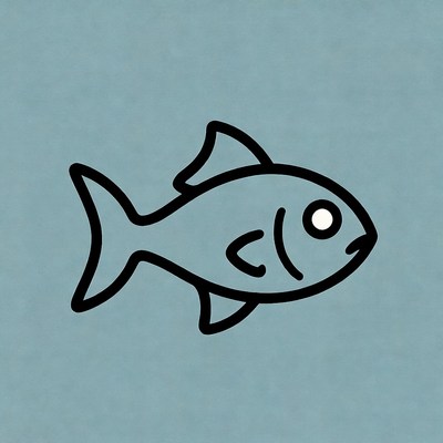 Cartoon fish on blue background
