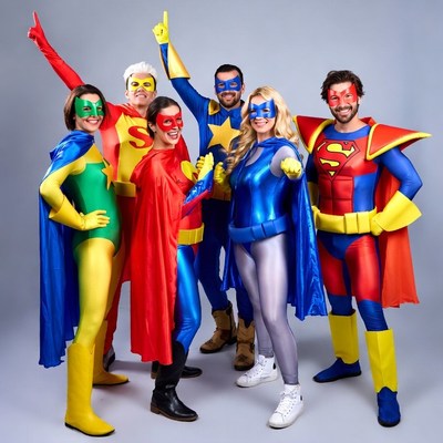 Group of Superheroes Posing Together