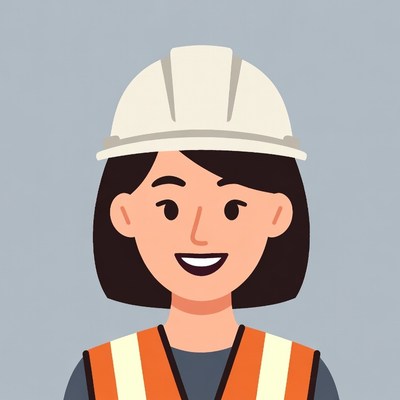 Smiling woman in hard hat and vest
