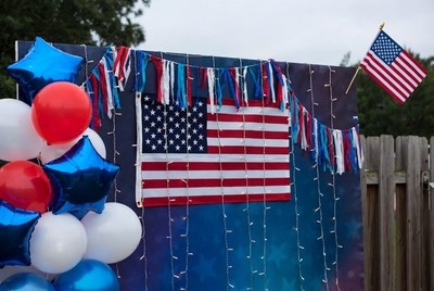 Patriotic Fourth of July Backdrop with Balloons