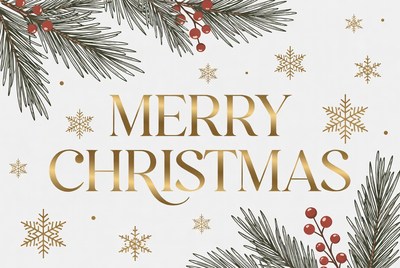 Merry Christmas Gold Text Illustration