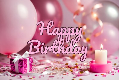 Happy Birthday with Pink Balloons