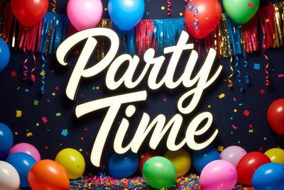 Party Time Sign with Balloons