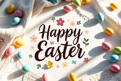 Happy Easter with Colored Eggs