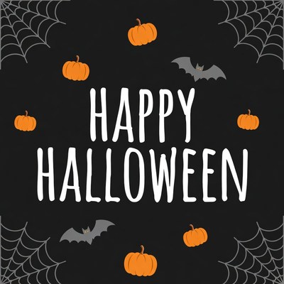 Happy Halloween with Pumpkins and Bats