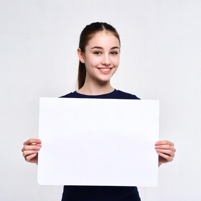 Teen girl holding blank sign