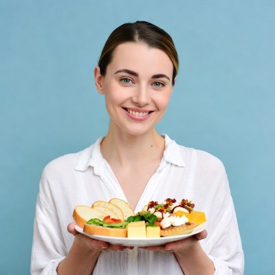Woman holding healthy food platter