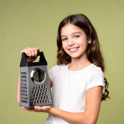 Girl holding cheese grater