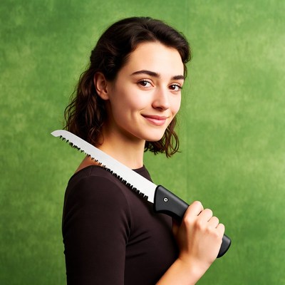 Woman holding bread knife