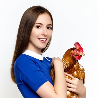 Woman holding chicken