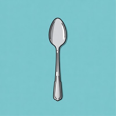 Silver Spoon on Blue Background