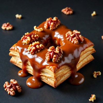 Caramel Walnut Puff Pastry Square