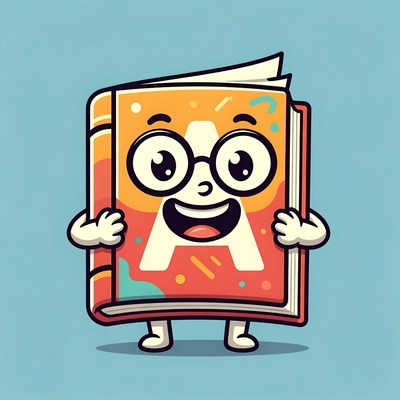 Cartoon Book with Letter A