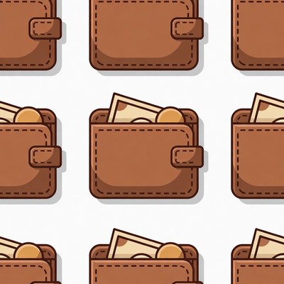 Brown Leather Wallets with Money Pattern