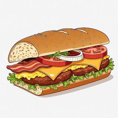 BLT Sub Sandwich Illustration