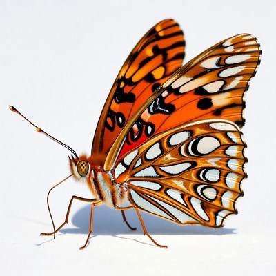Orange butterfly with white spots