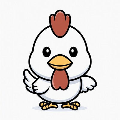 Cute cartoon white chicken