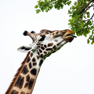 Giraffe eating leaves