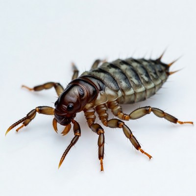 House Centipede on White Background
