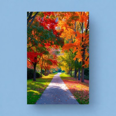 Autumn Path Lined with Red Maple Trees