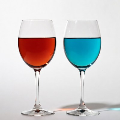 Red and Blue Wine Glasses