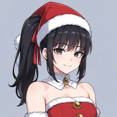 Anime girl in Santa dress