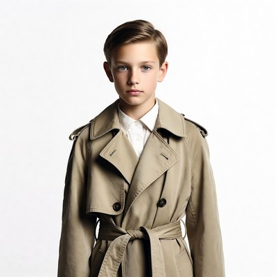 Boy in beige trench coat