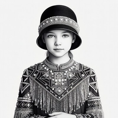 Girl in Beaded 1920s Cloche Hat