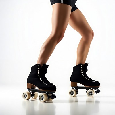 Woman roller skating in shorts