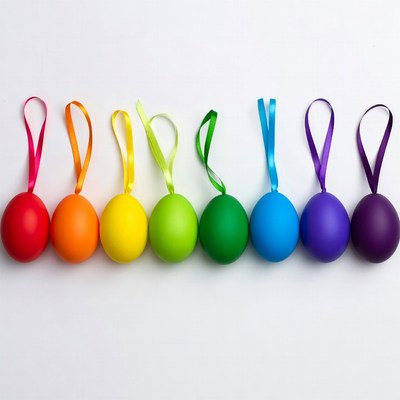 Rainbow Easter Eggs with Ribbons