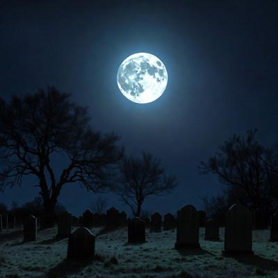 Full Moon Over Cemetery