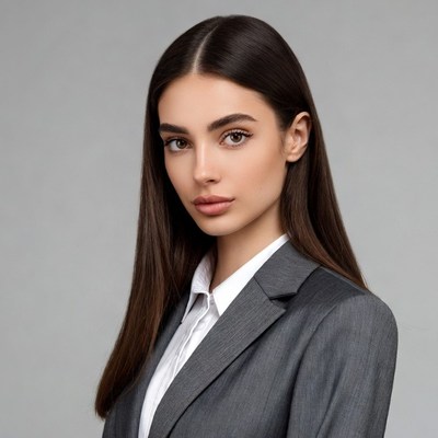 Woman in gray suit portrait