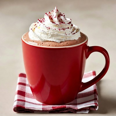 Red Mug Hot Chocolate Whipped Cream