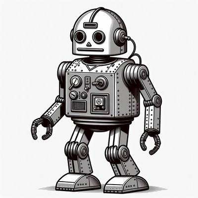 Vintage Robot Illustration Standing