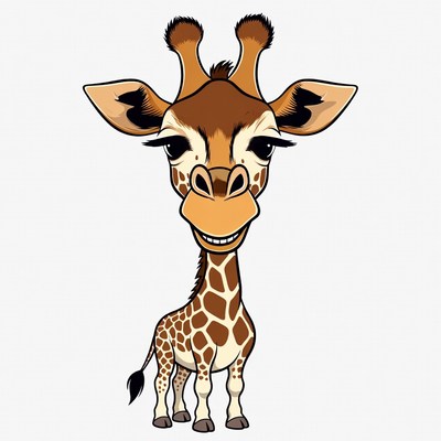 Cartoon giraffe smiling on white