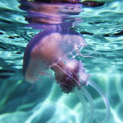Purple jellyfish underwater