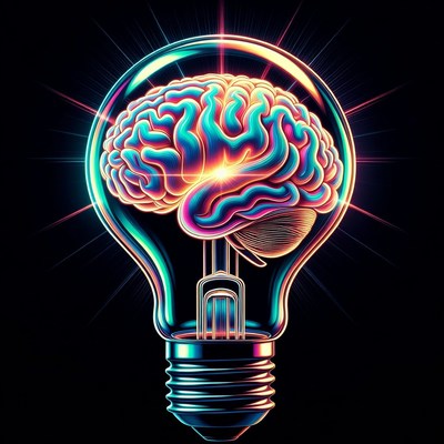 Glowing Brain Lightbulb Illustration