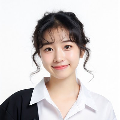 Asian woman in black blazer smiling