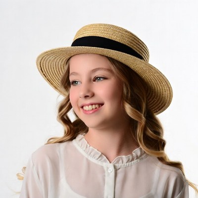 Girl smiling in straw hat