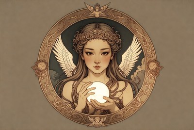 Angel Woman Holding Glowing Orb