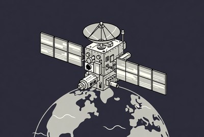 Space Probe Orbiting Earth Illustration